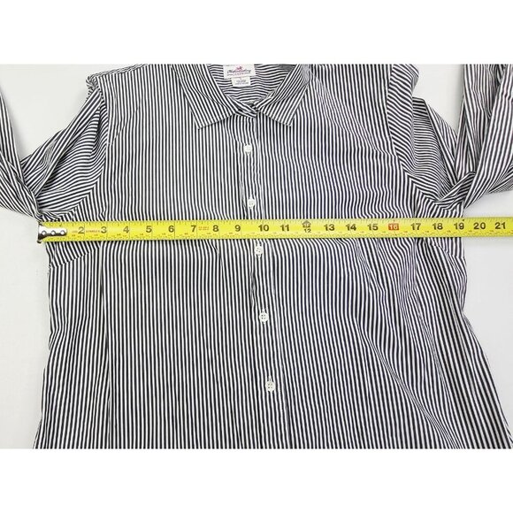 J. Crew Haberdashery Size Large Womens Black White Strip Long Sleeve Shirt - Picture 3 of 9